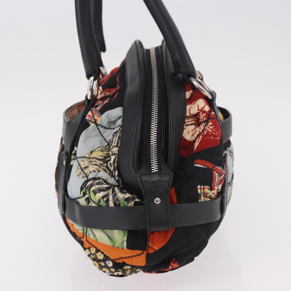 Salvatore Ferragamo Hand Bag Canvas Black Silver Auth 189378A