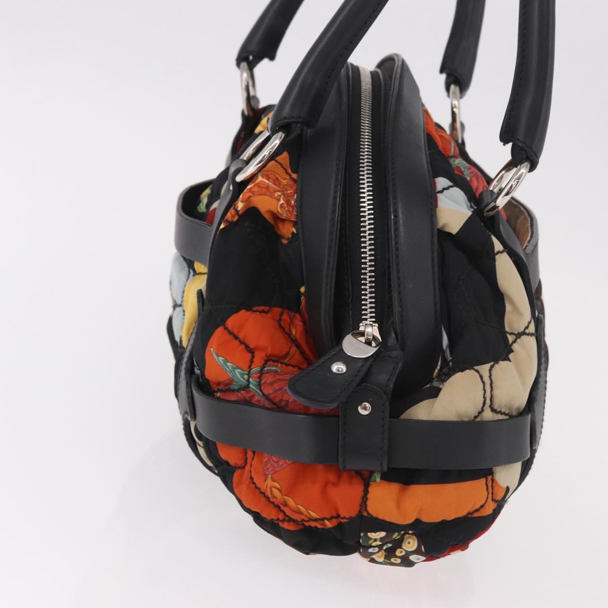 Salvatore Ferragamo Hand Bag Canvas Black Silver Auth 189378A