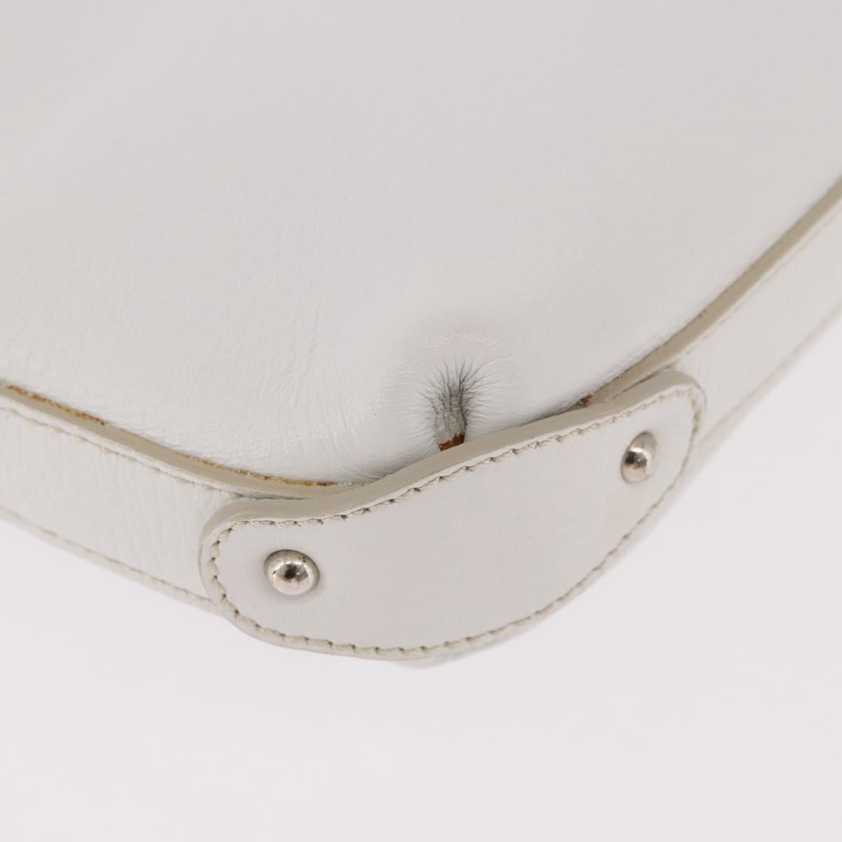 Salvatore Ferragamo Hand Bag Leather White Silver Auth 189382A
