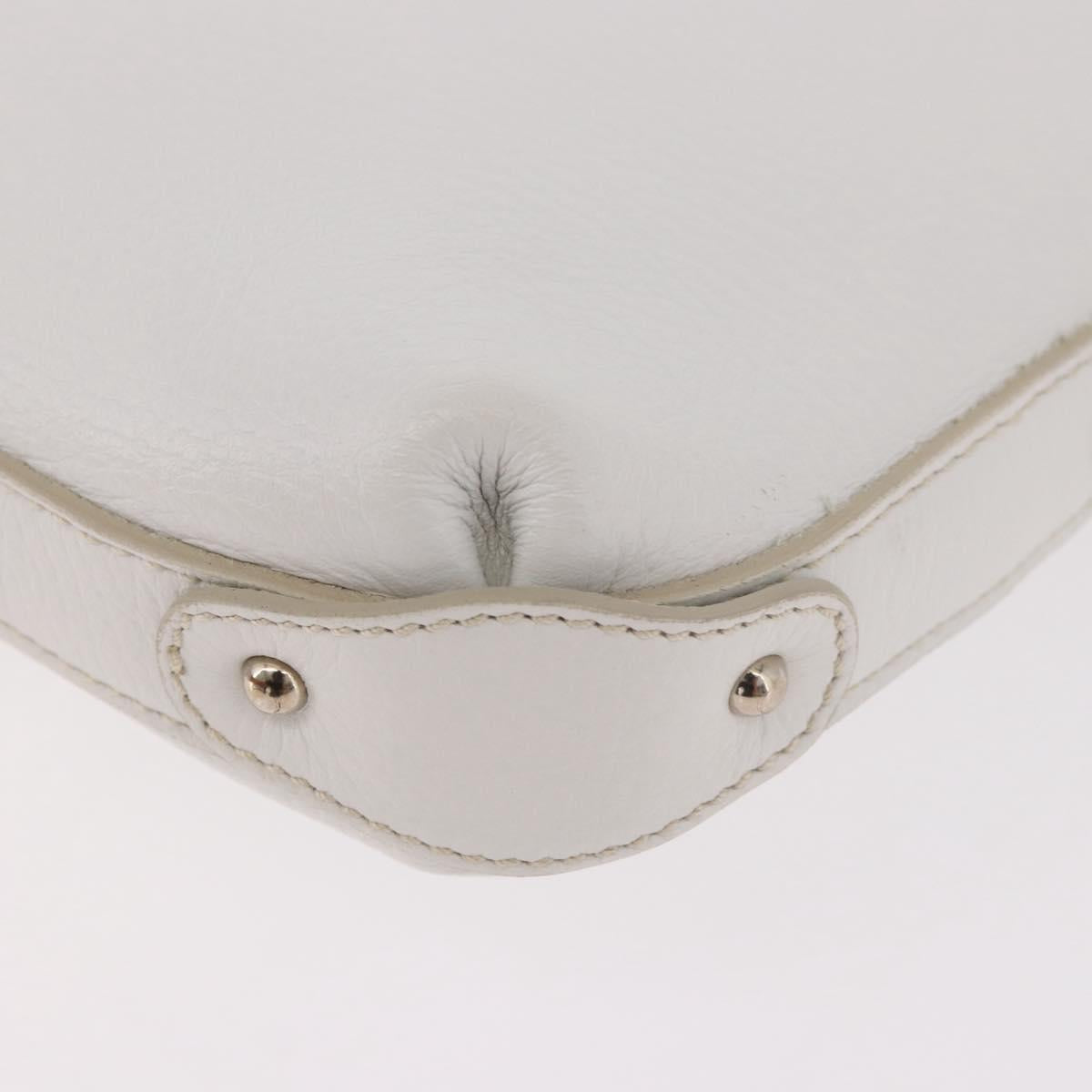 Salvatore Ferragamo Hand Bag Leather White Silver Auth 189382A