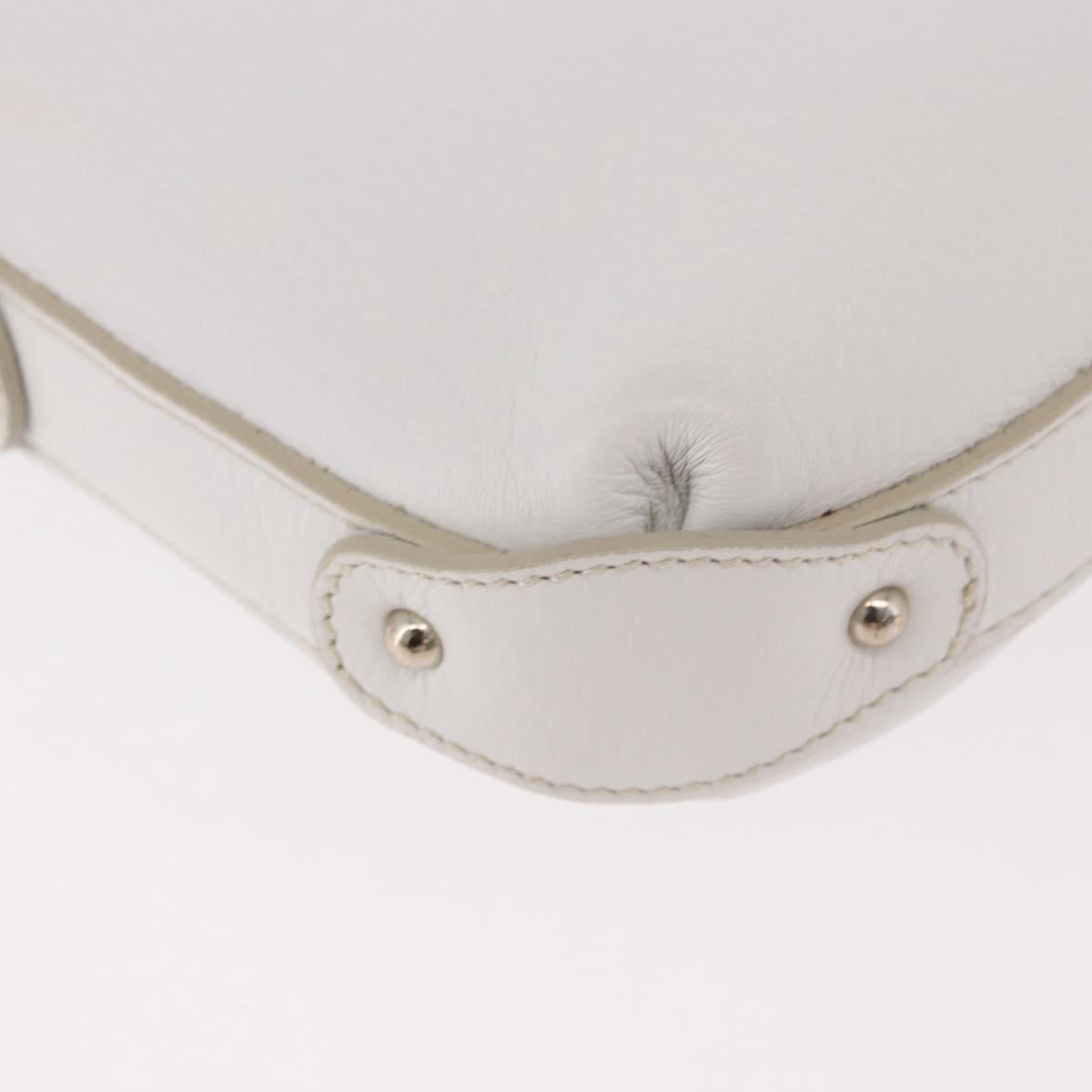Salvatore Ferragamo Hand Bag Leather White Silver Auth 189382A