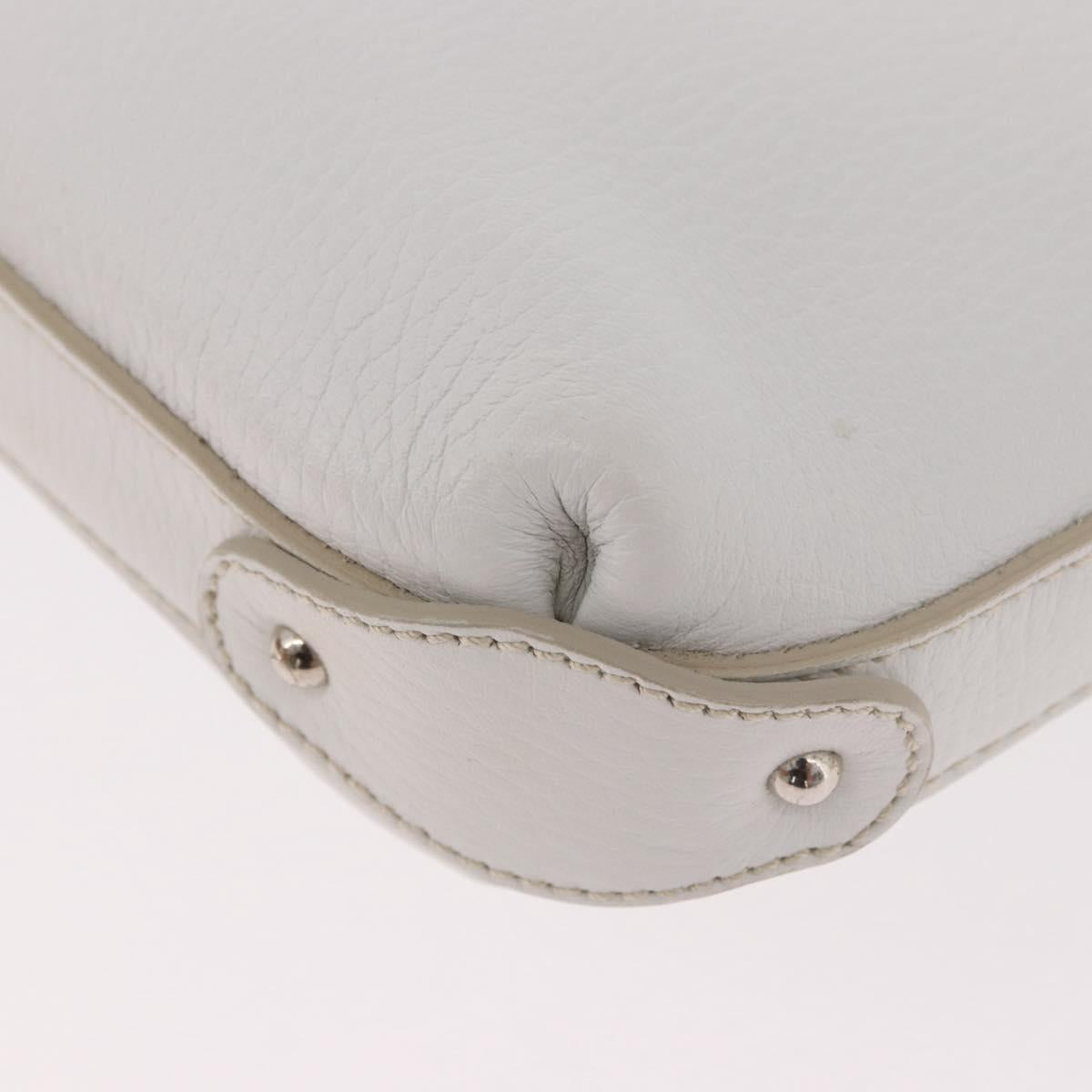 Salvatore Ferragamo Hand Bag Leather White Silver Auth 189382A