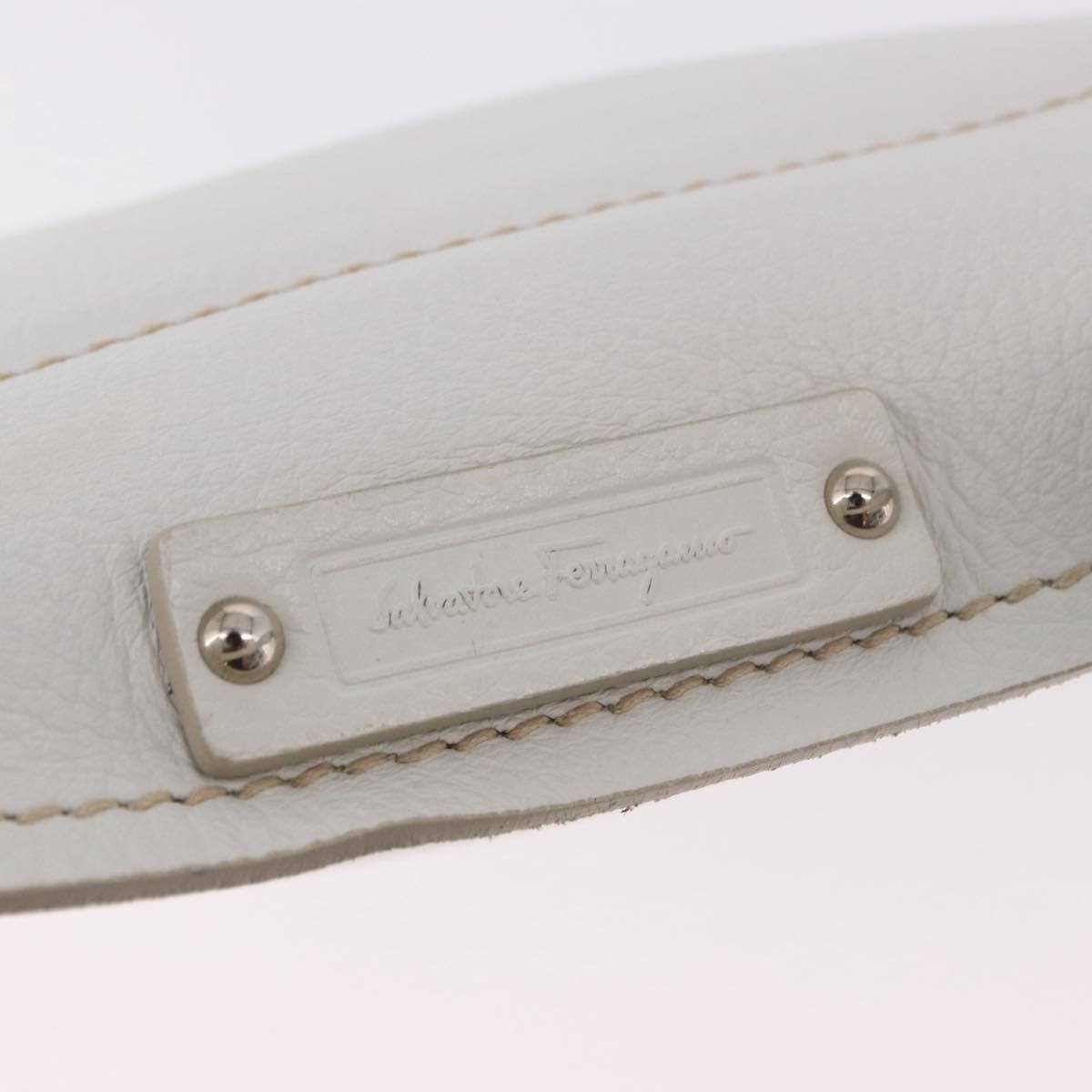 Salvatore Ferragamo Hand Bag Leather White Silver Auth 189382A