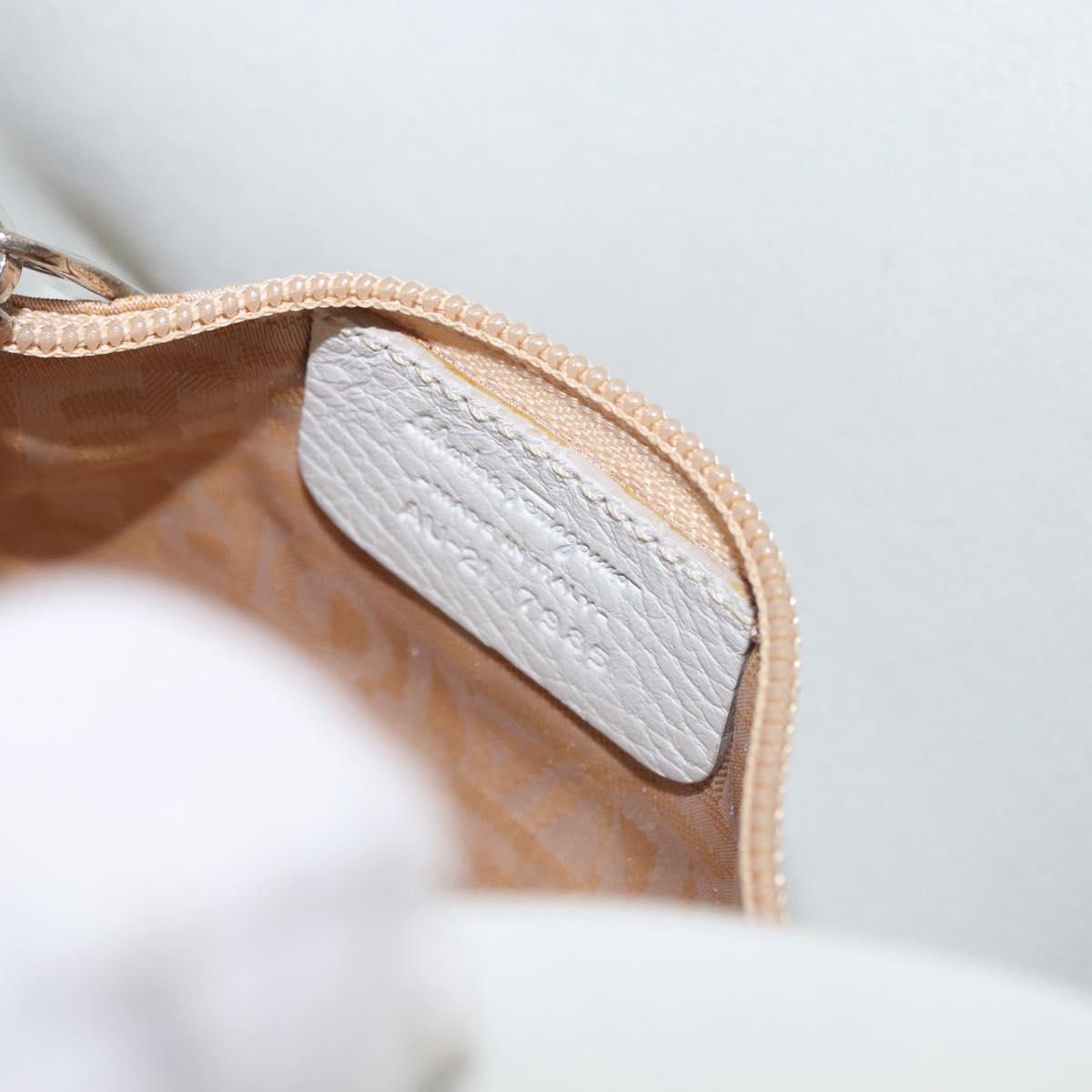Salvatore Ferragamo Hand Bag Leather White Silver Auth 189382A