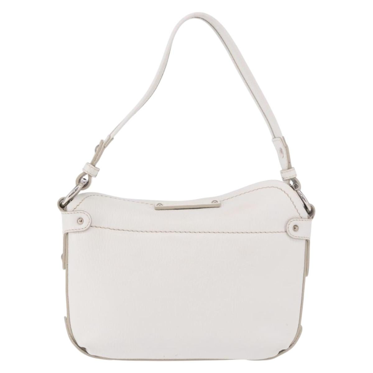Salvatore Ferragamo Hand Bag Leather White Silver Auth 189382A