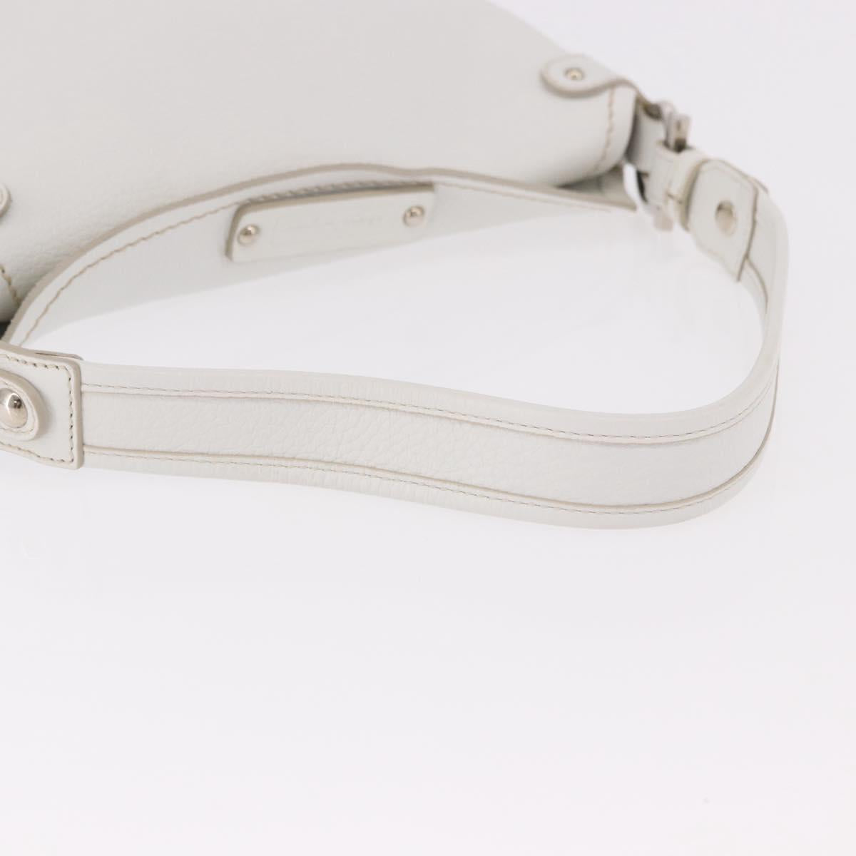 Salvatore Ferragamo Hand Bag Leather White Silver Auth 189382A
