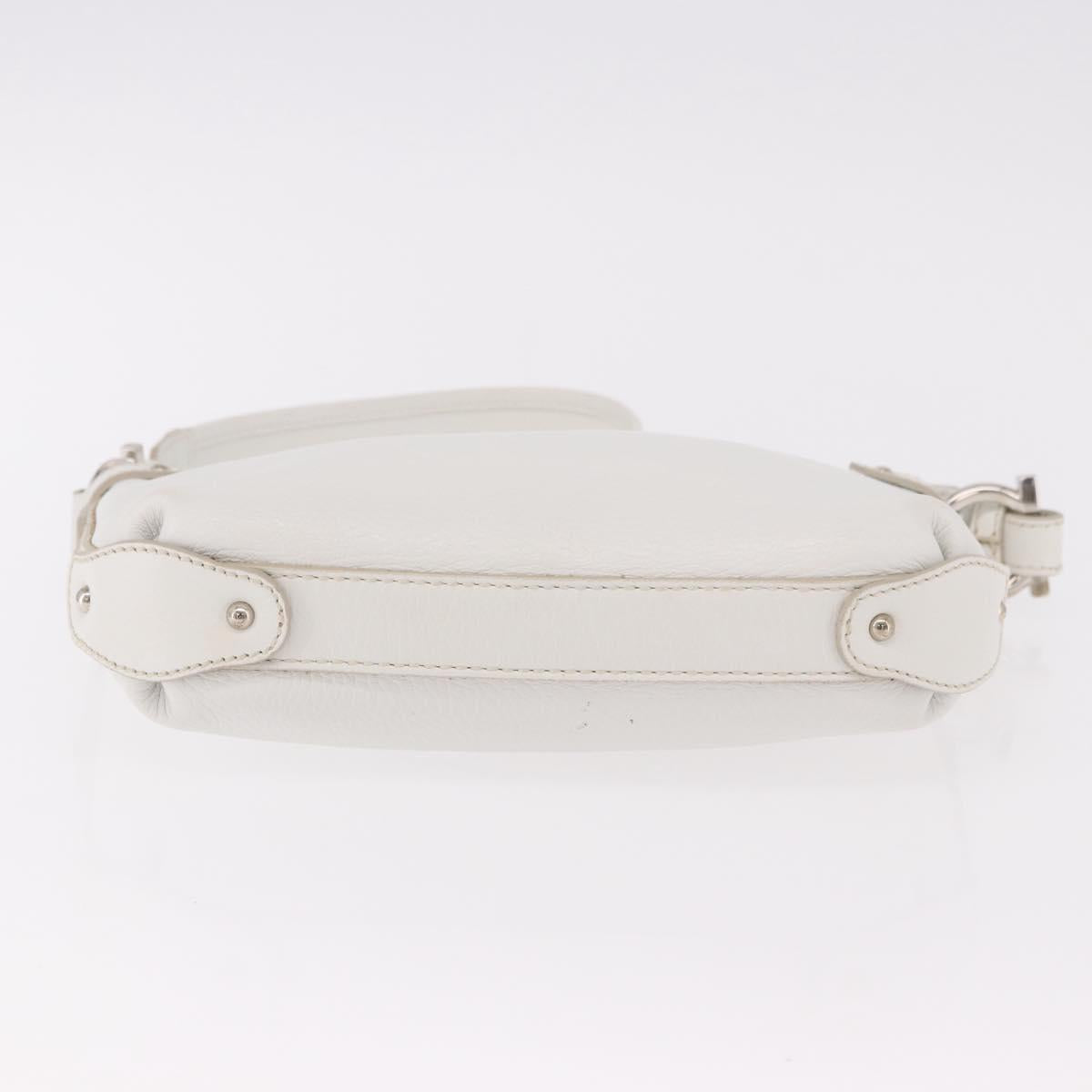 Salvatore Ferragamo Hand Bag Leather White Silver Auth 189382A