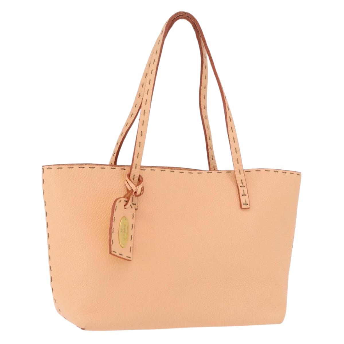 FENDI Celeria Hand Bag Leather Orange Auth 189383V