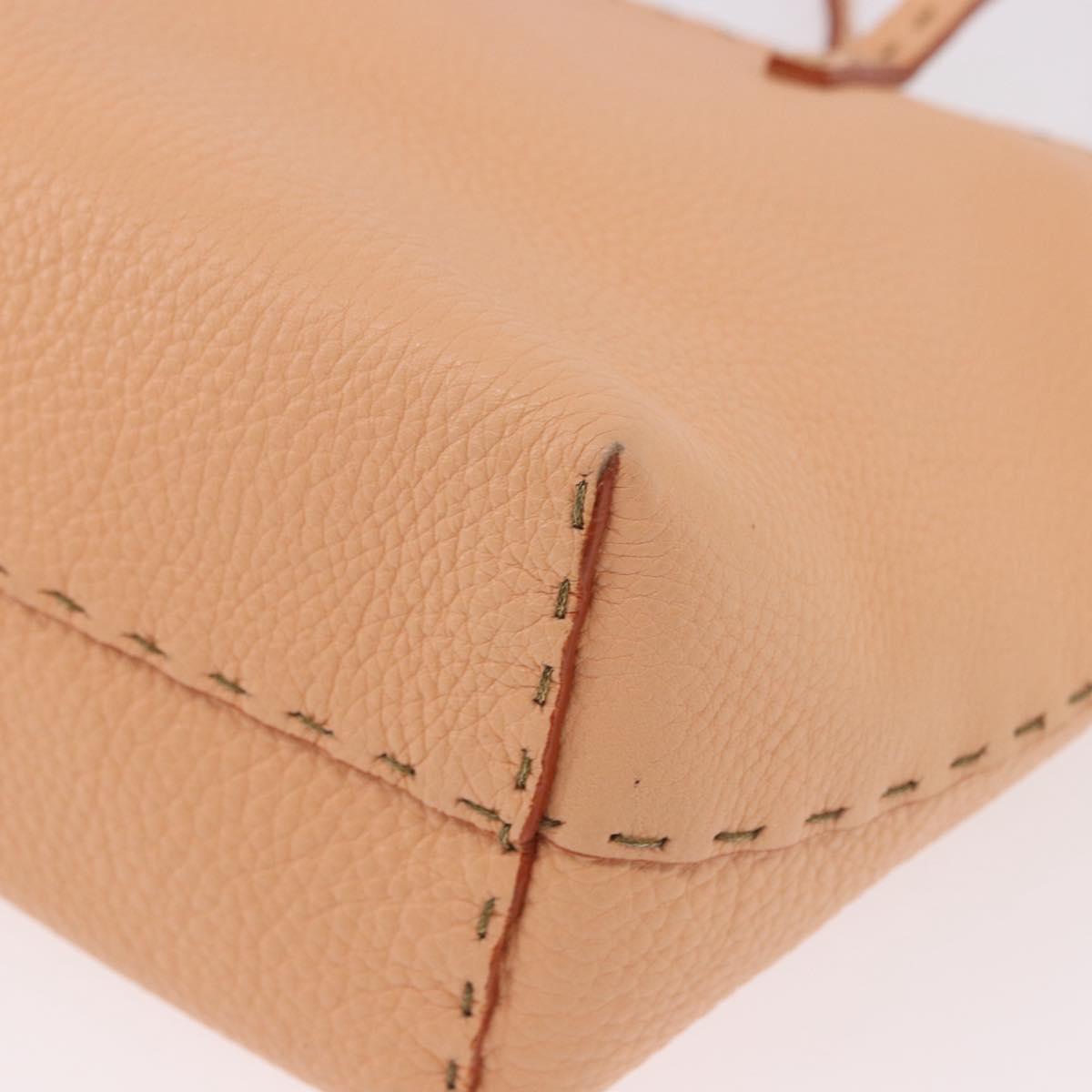 FENDI Celeria Hand Bag Leather Orange Auth 189383V