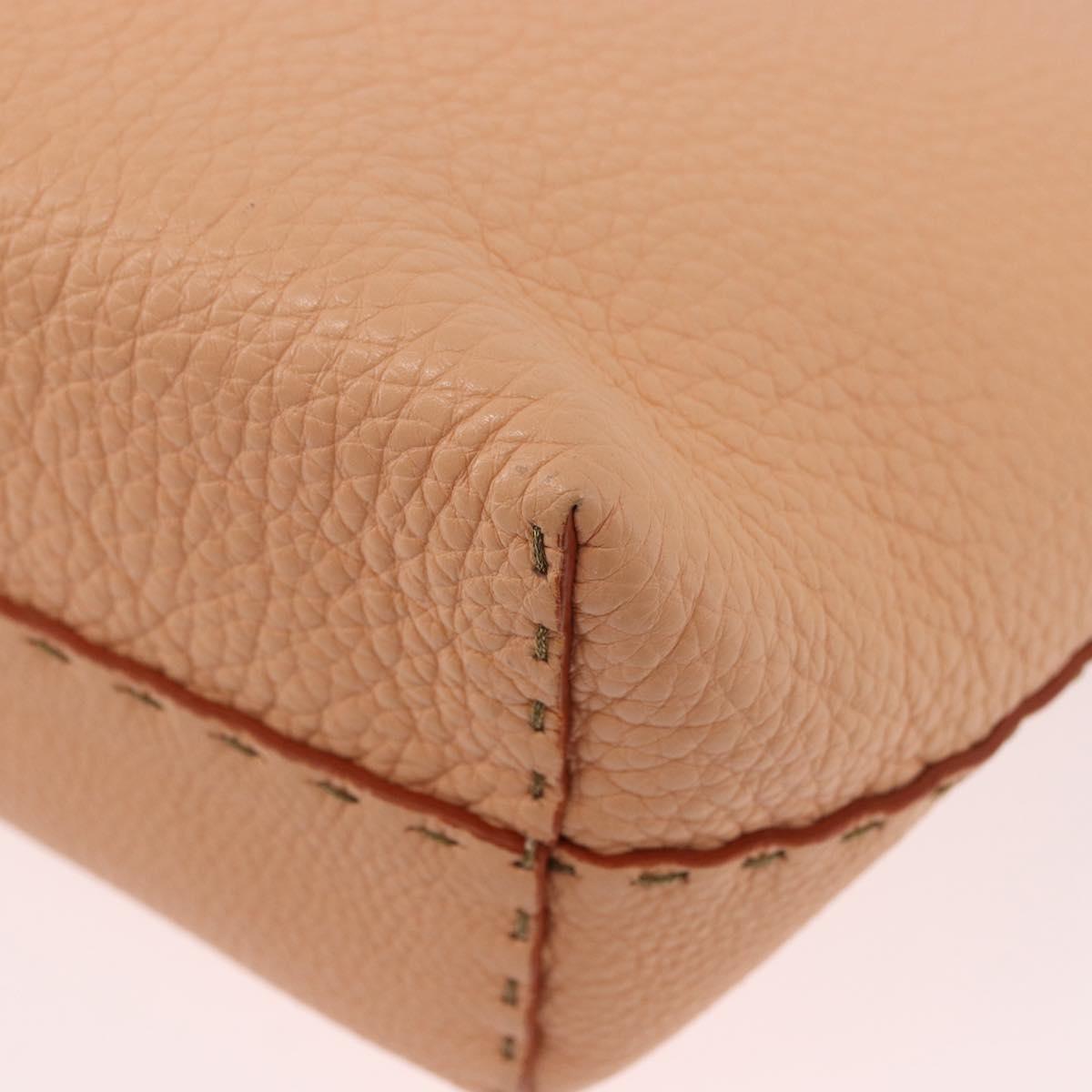 FENDI Celeria Hand Bag Leather Orange Auth 189383V