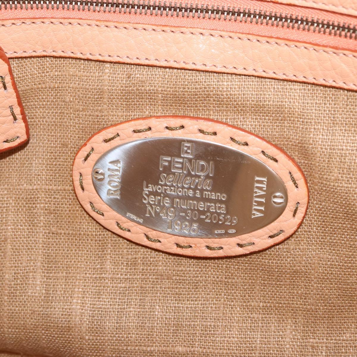 FENDI Celeria Hand Bag Leather Orange Auth 189383V