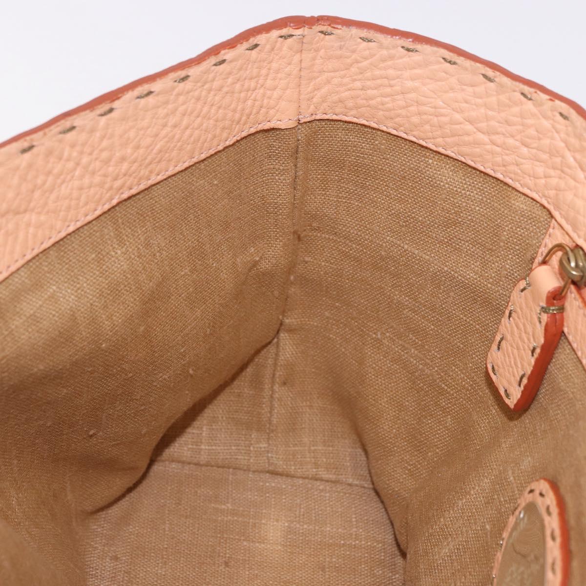 FENDI Celeria Hand Bag Leather Orange Auth 189383V