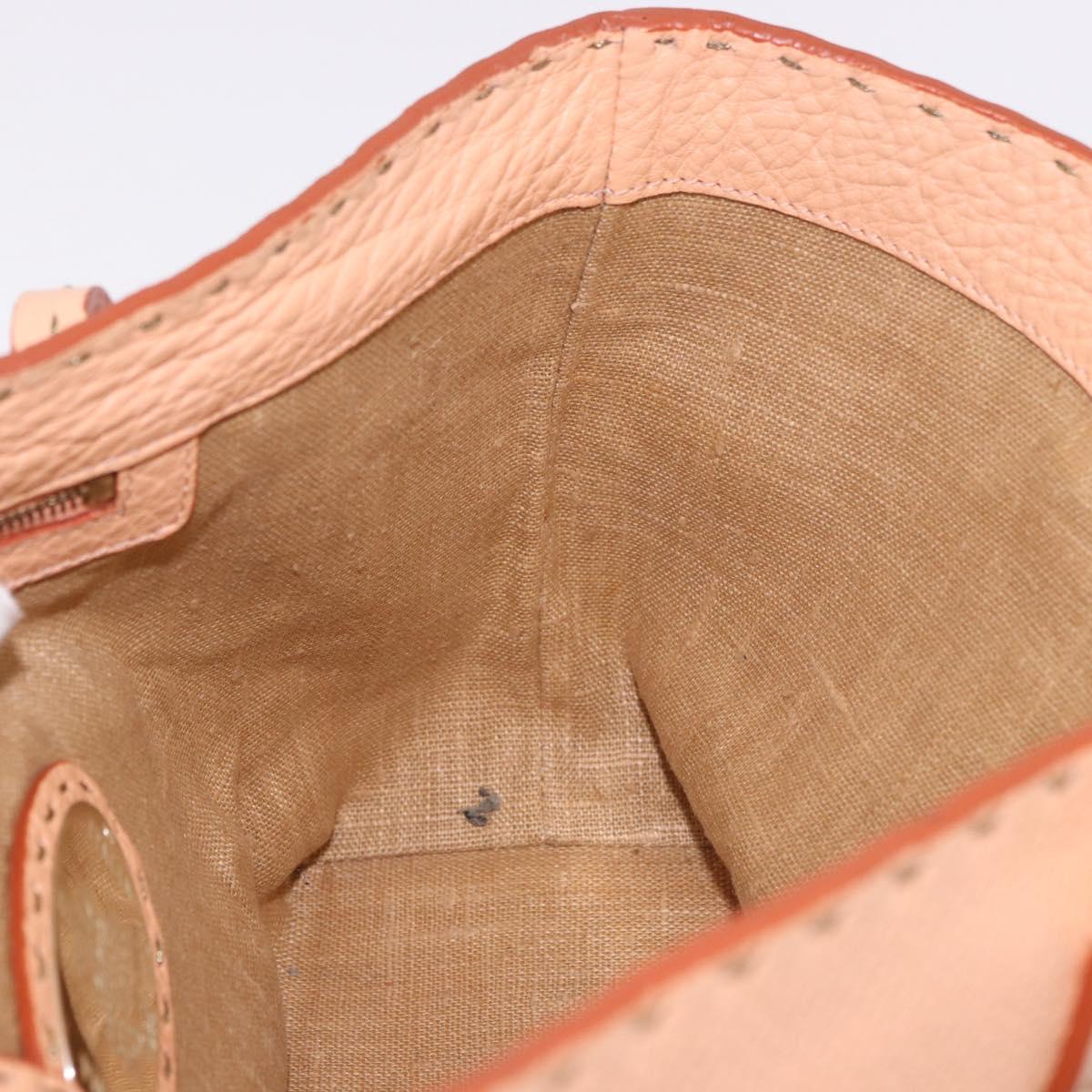 FENDI Celeria Hand Bag Leather Orange Auth 189383V