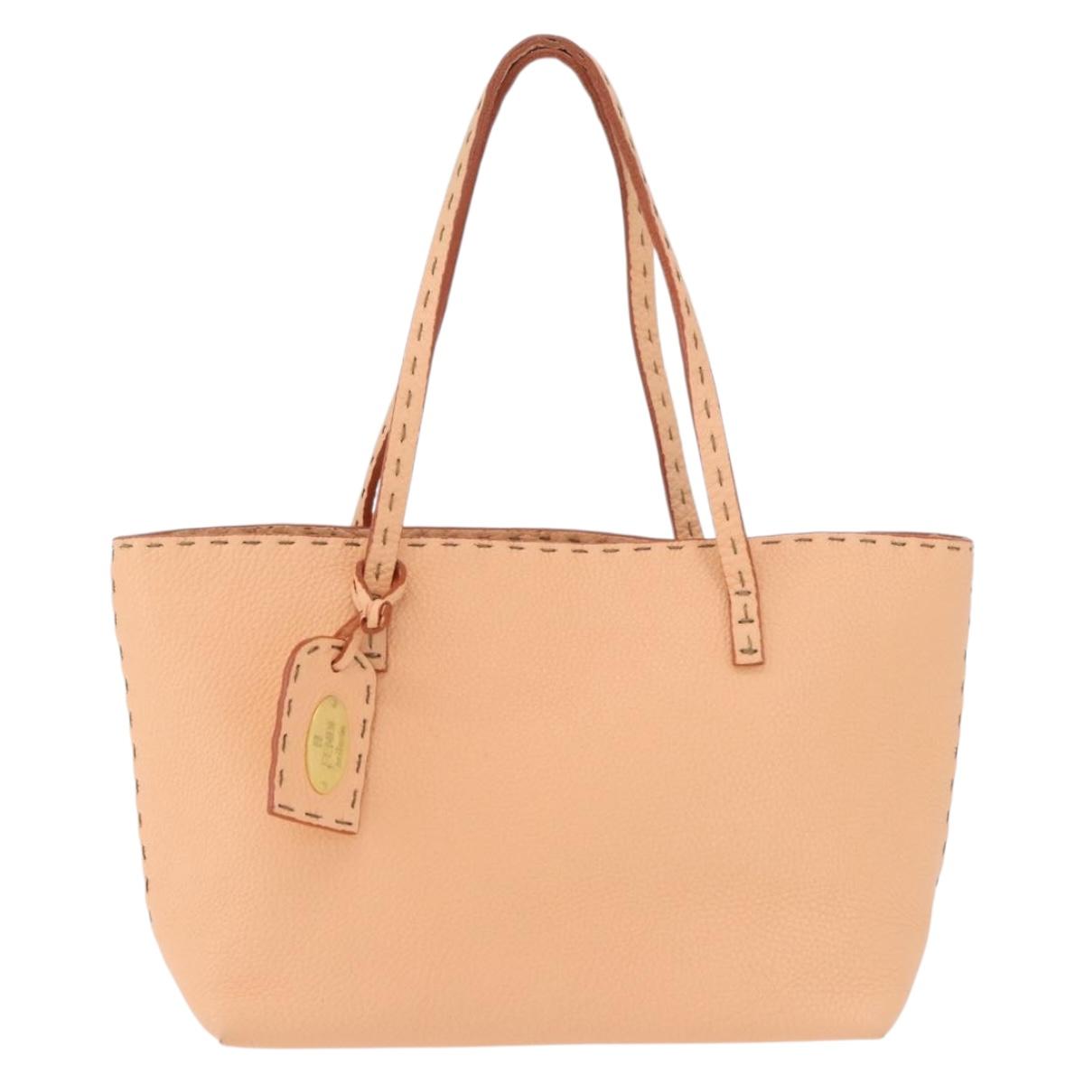 FENDI Celeria Hand Bag Leather Orange Auth 189383V