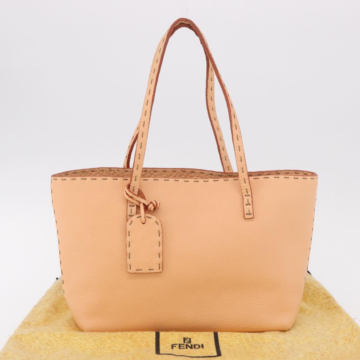 FENDI Celeria Hand Bag Leather Orange Auth 189383V