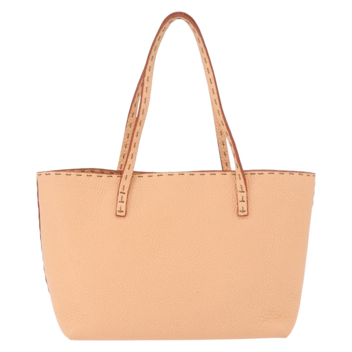 FENDI Celeria Hand Bag Leather Orange Auth 189383V