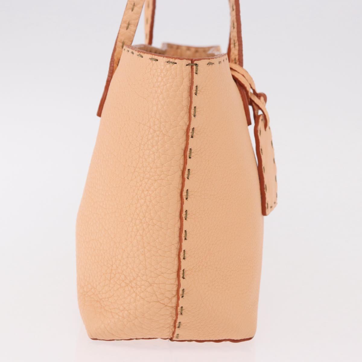 FENDI Celeria Hand Bag Leather Orange Auth 189383V