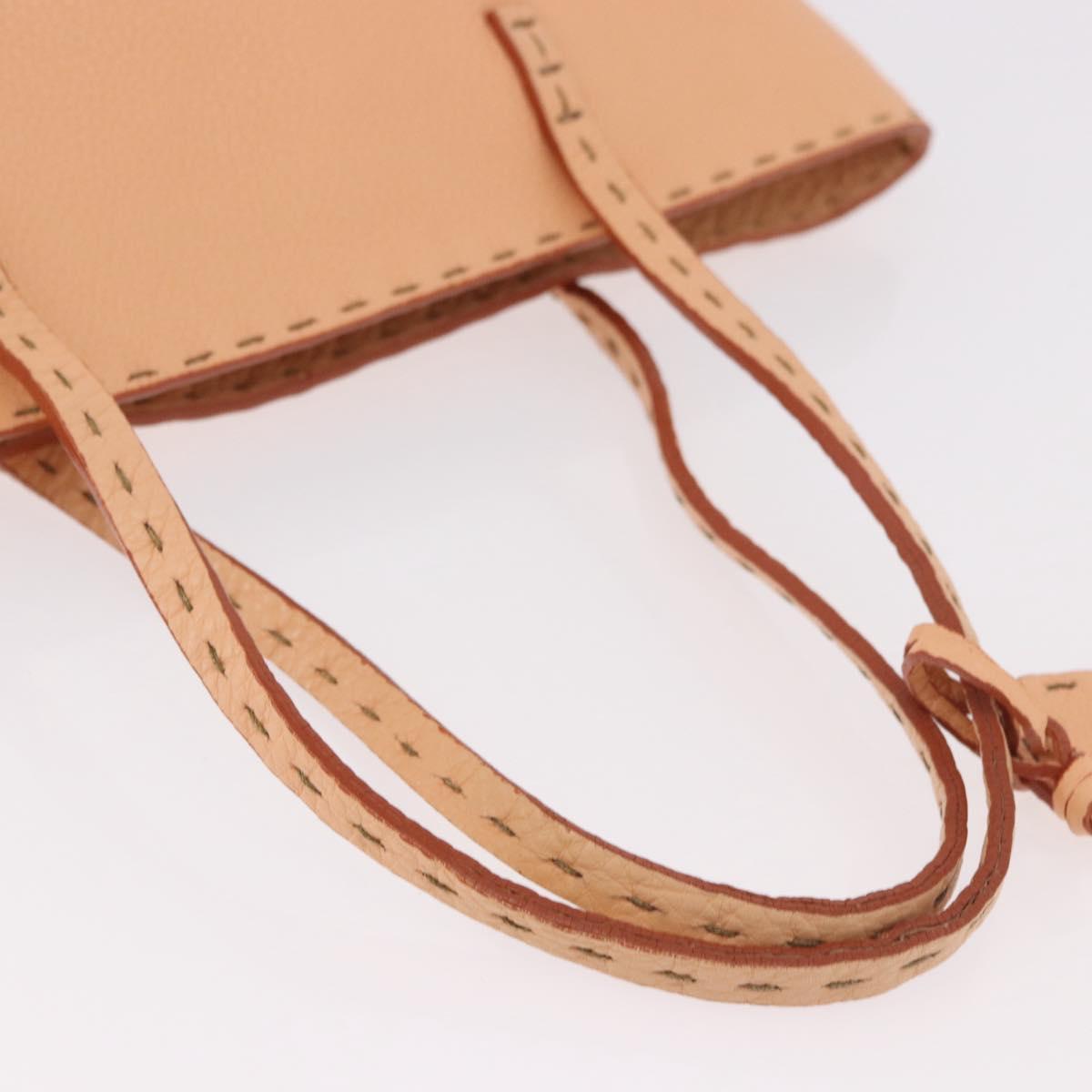 FENDI Celeria Hand Bag Leather Orange Auth 189383V