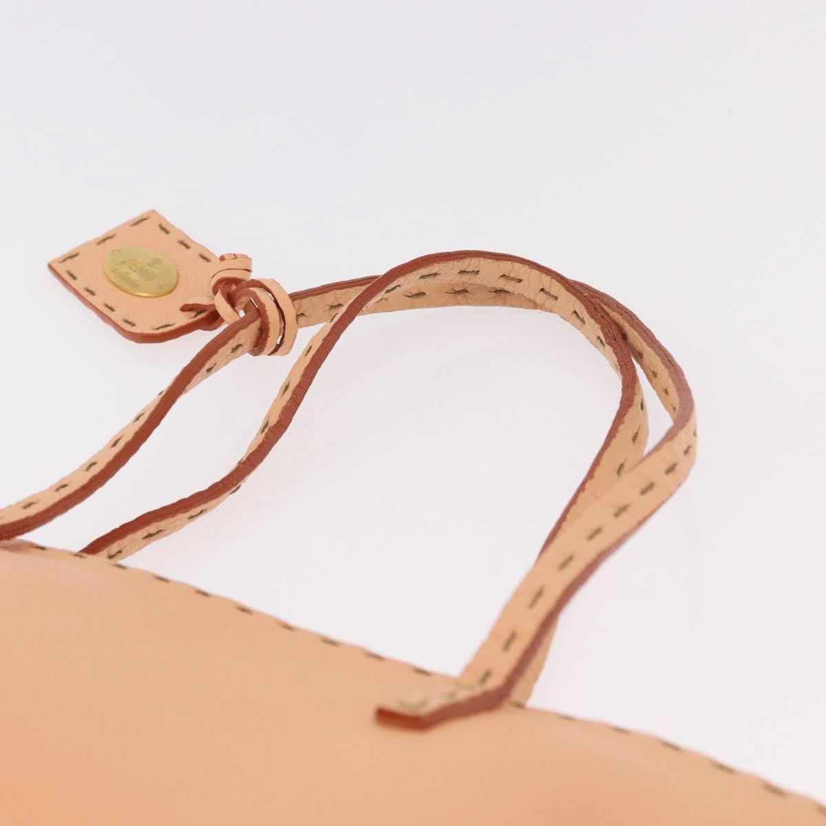 FENDI Celeria Hand Bag Leather Orange Auth 189383V