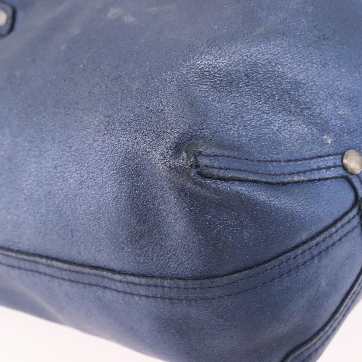 TIFFANY&Co. Reversible Hand Bag Suede Leather Blue Auth 189384