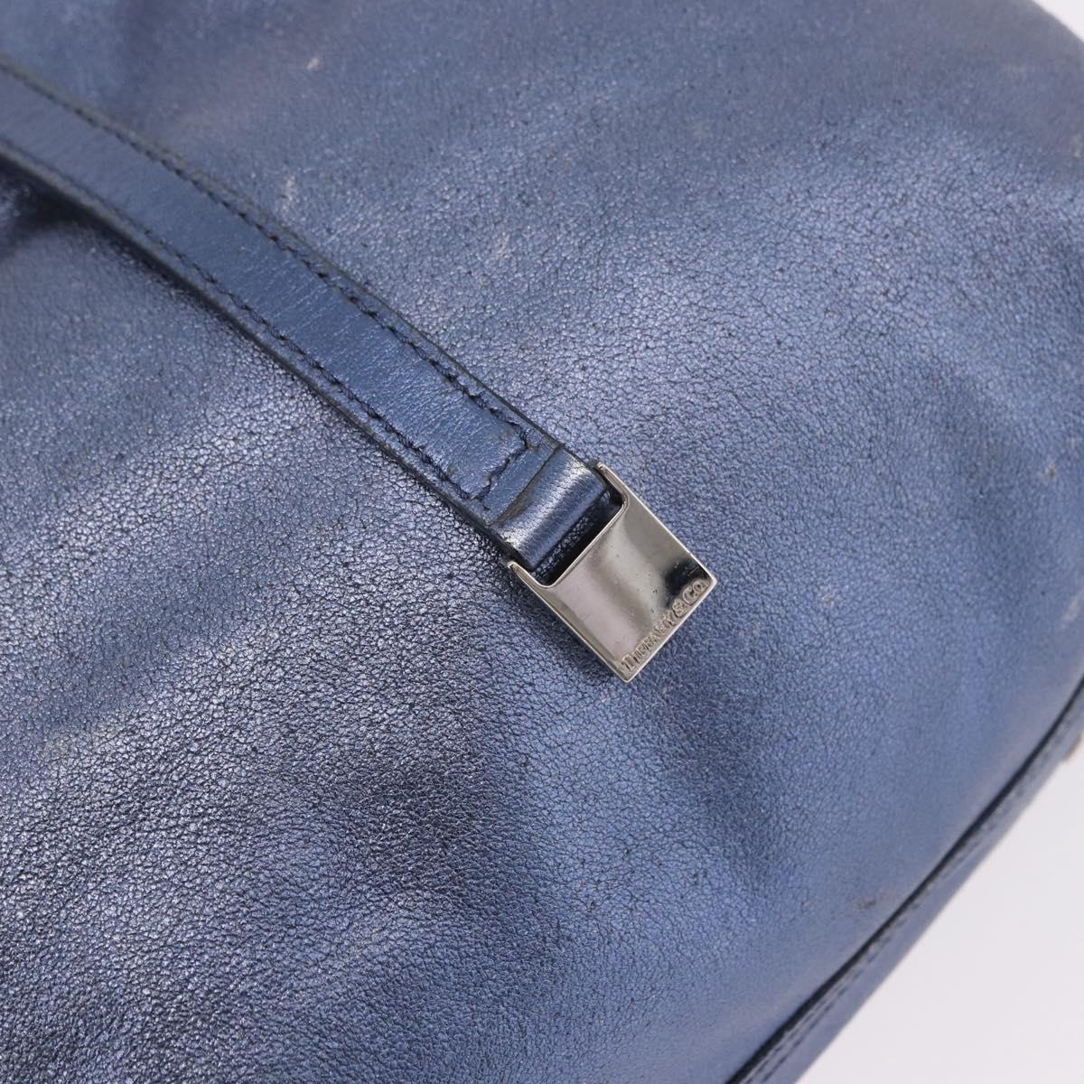 TIFFANY&Co. Reversible Hand Bag Suede Leather Blue Auth 189384