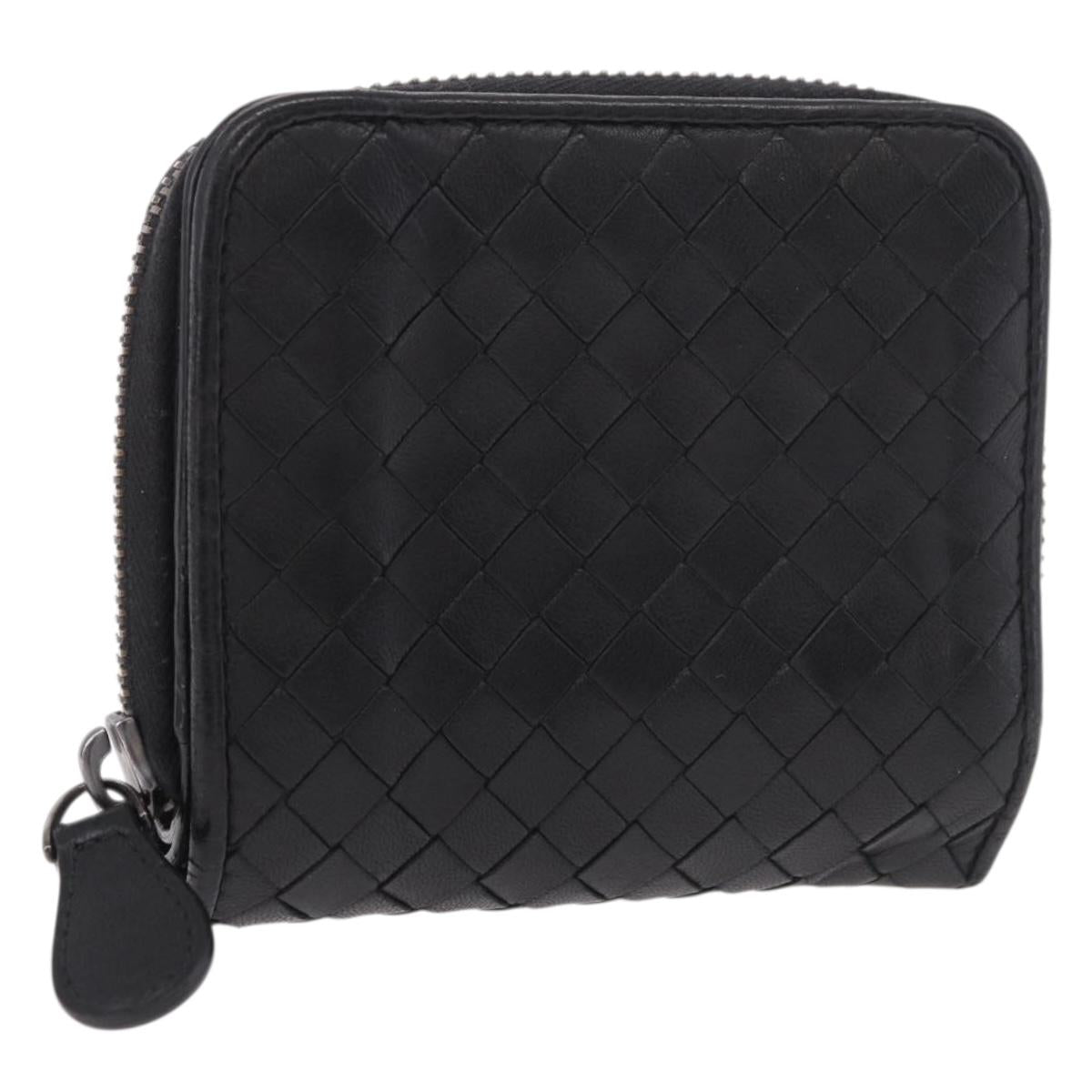 BOTTEGA VENETA INTRECCIATO Wallet Leather Black Auth 189385A