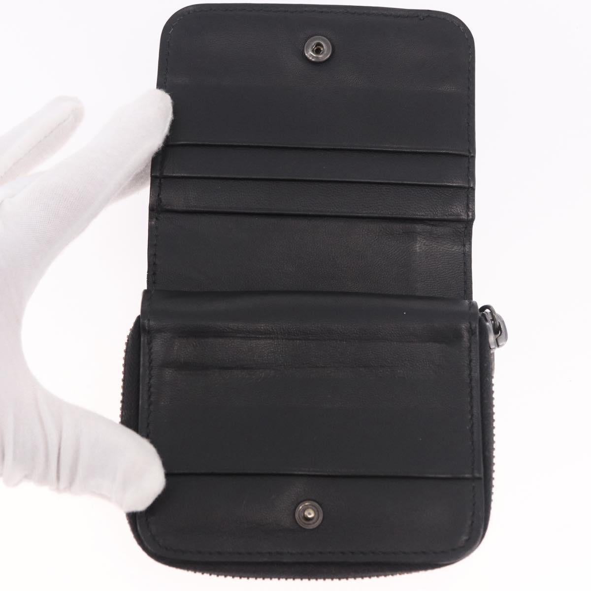 BOTTEGA VENETA INTRECCIATO Wallet Leather Black Auth 189385A