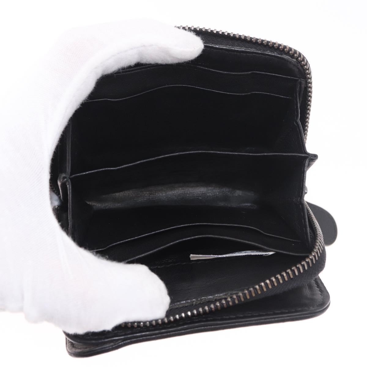 BOTTEGA VENETA INTRECCIATO Wallet Leather Black Auth 189385A