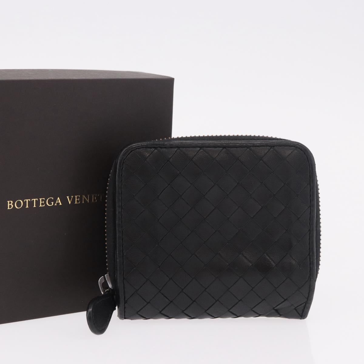 BOTTEGA VENETA INTRECCIATO Wallet Leather Black Auth 189385A