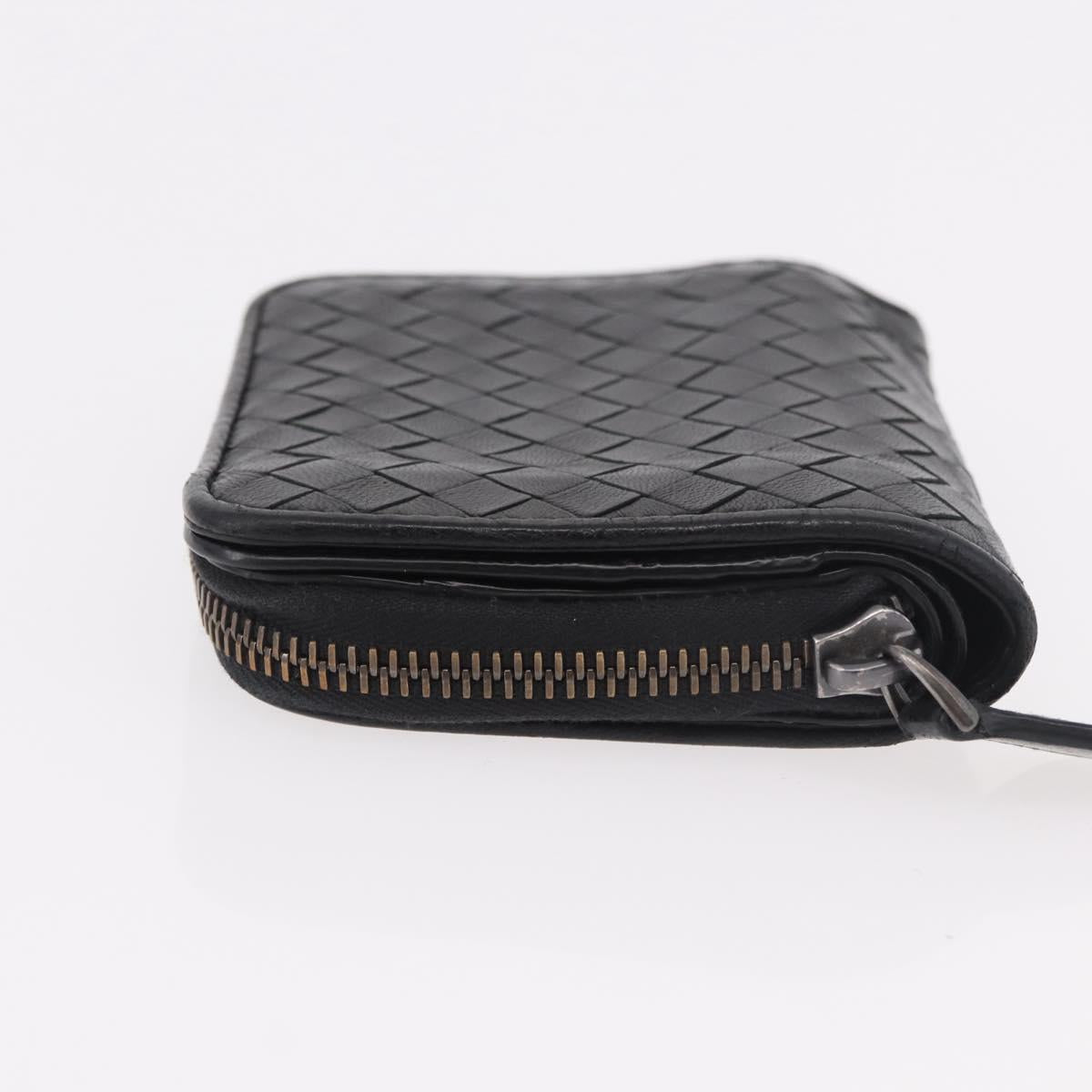 BOTTEGA VENETA INTRECCIATO Wallet Leather Black Auth 189385A