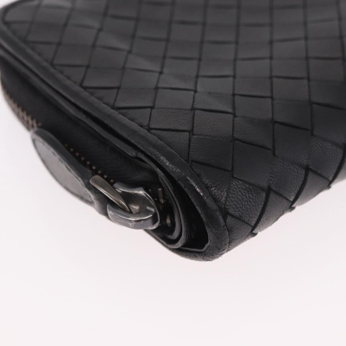 BOTTEGA VENETA INTRECCIATO Wallet Leather Black Auth 189385A