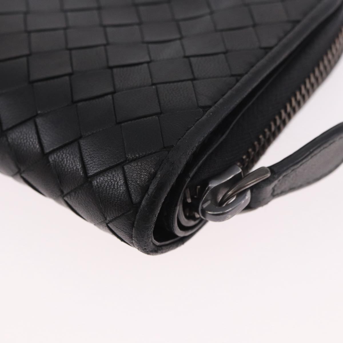 BOTTEGA VENETA INTRECCIATO Wallet Leather Black Auth 189385A