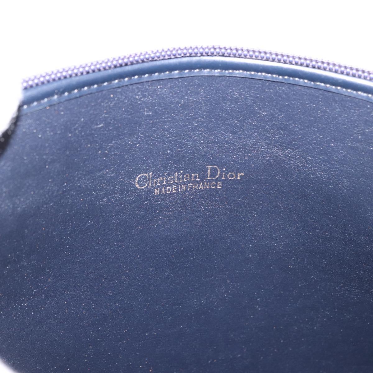 Christian Dior Trotter Canvas Shoulder Bag Navy Gold Auth 189386A