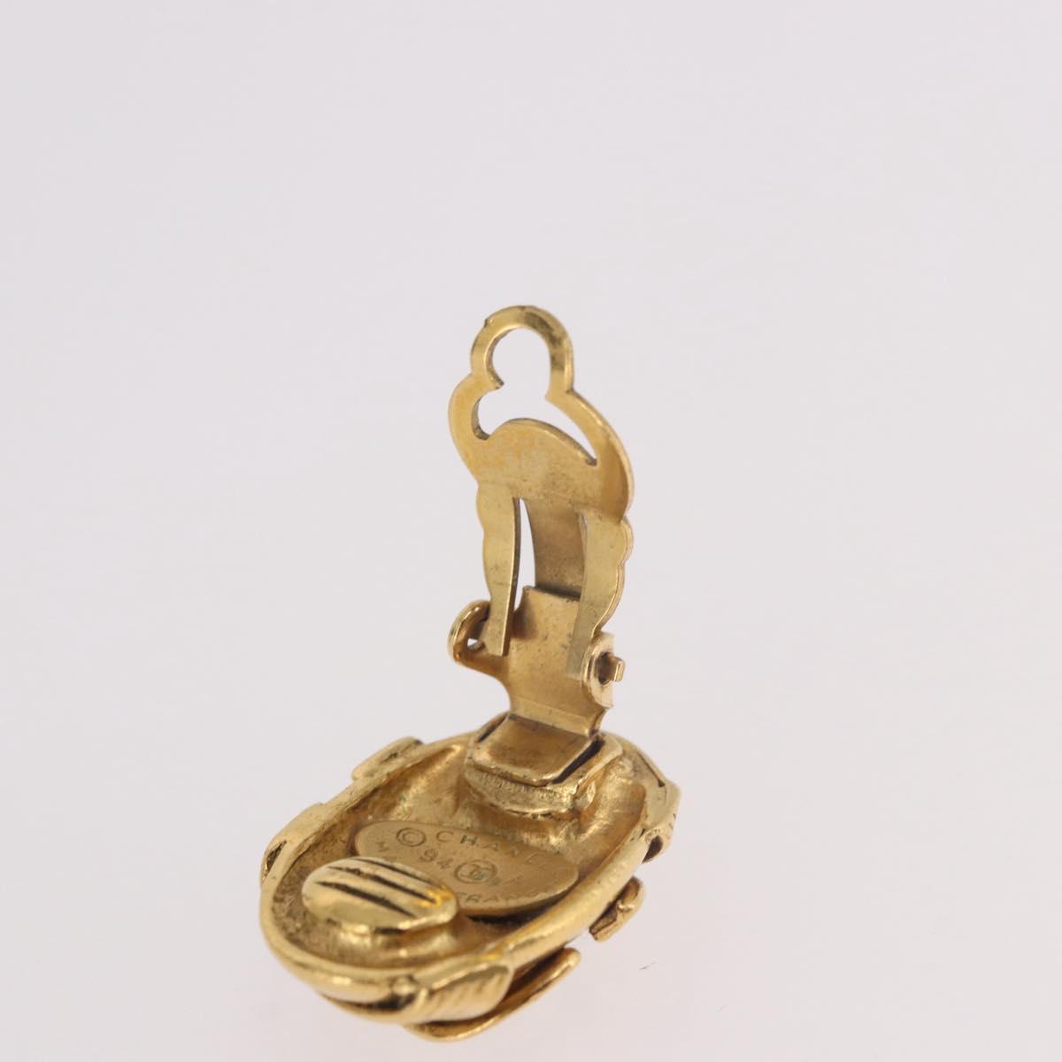 CHANEL COCO Mark Earring Metal Gold Tone CC Auth 189389