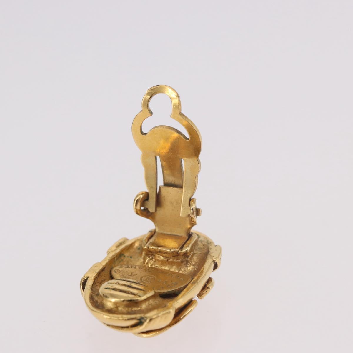 CHANEL COCO Mark Earring Metal Gold Tone CC Auth 189389