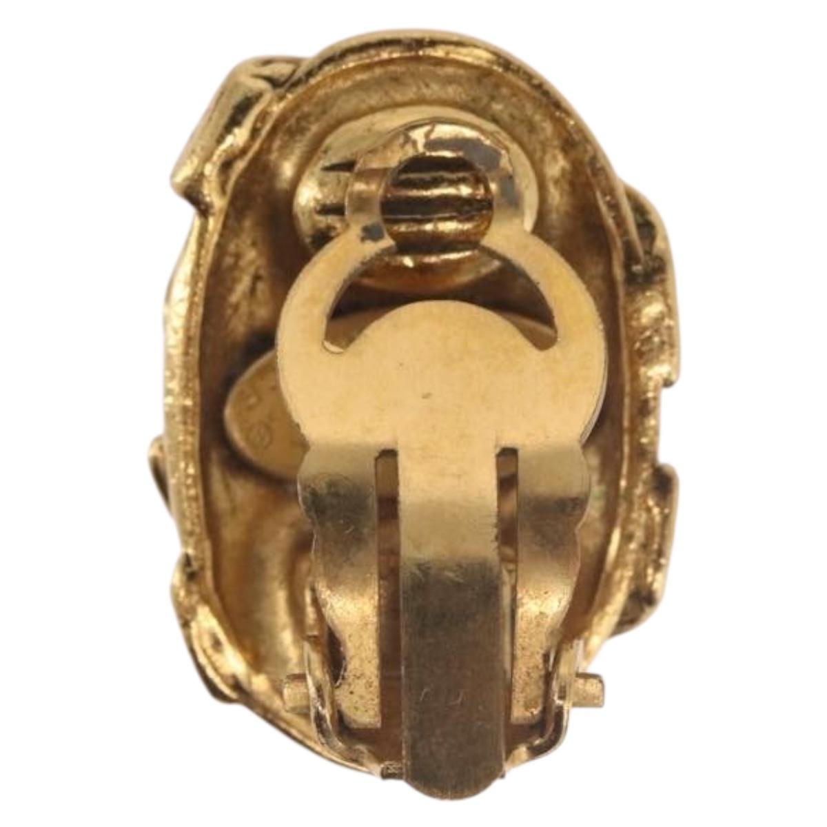 CHANEL COCO Mark Earring Metal Gold Tone CC Auth 189389