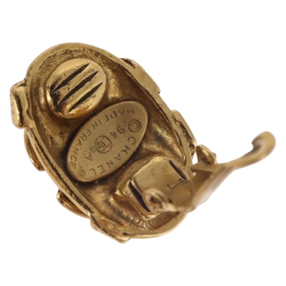 CHANEL COCO Mark Earring Metal Gold Tone CC Auth 189389