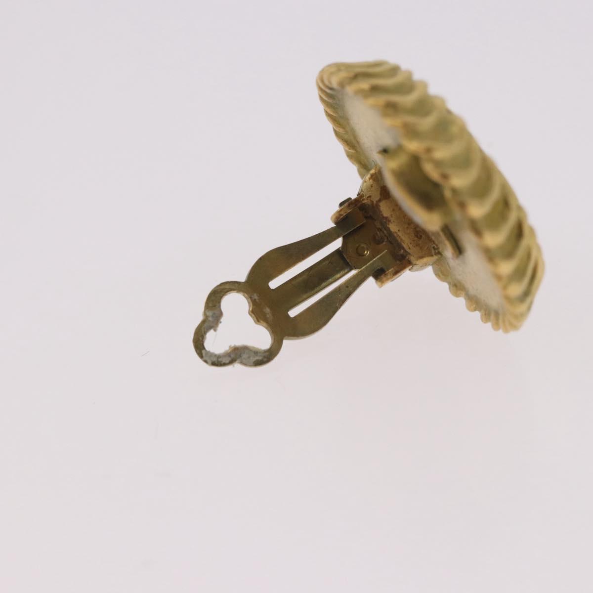 CHANEL Earring Metal Gold Tone CC Auth 189398V