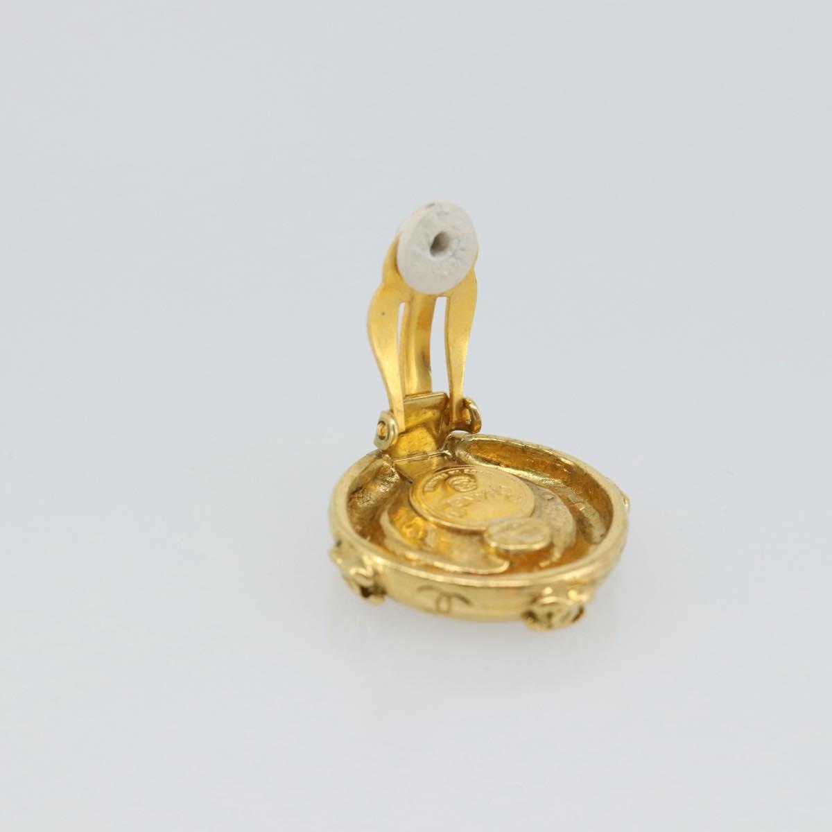 CHANEL Earring Metal Gold Tone CC Auth 189402M
