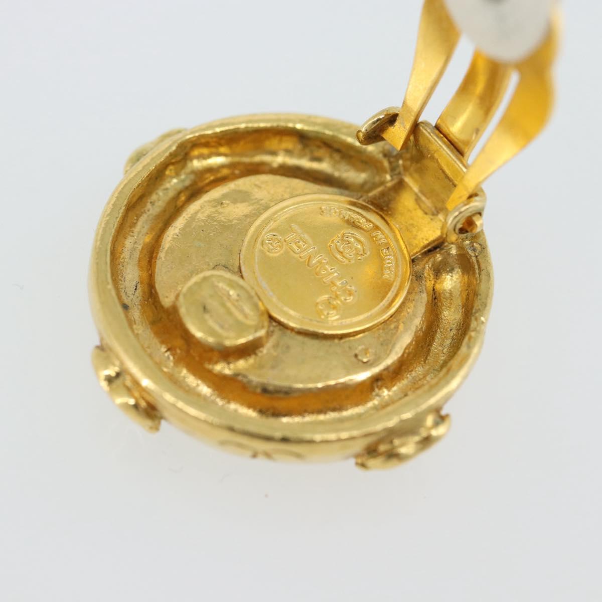 CHANEL Earring Metal Gold Tone CC Auth 189402M