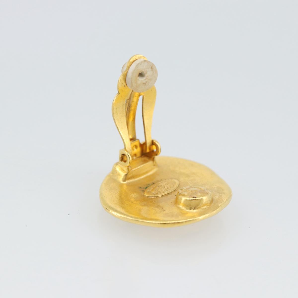 CHANEL Earring Metal Gold Tone CC Auth 189409