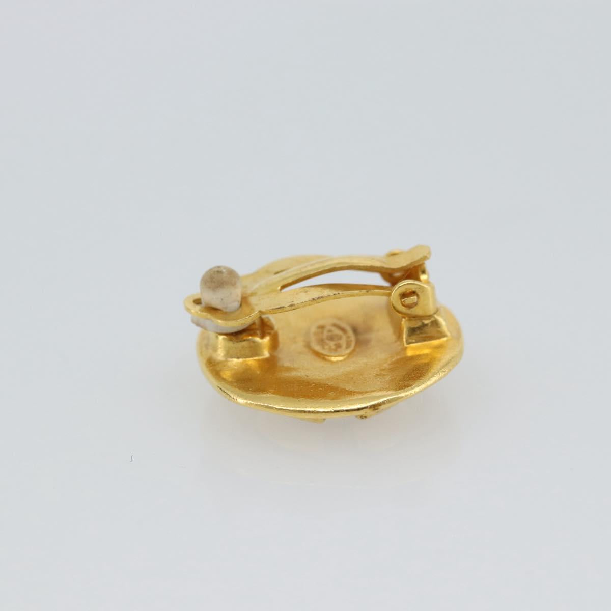 CHANEL Earring Metal Gold Tone CC Auth 189409