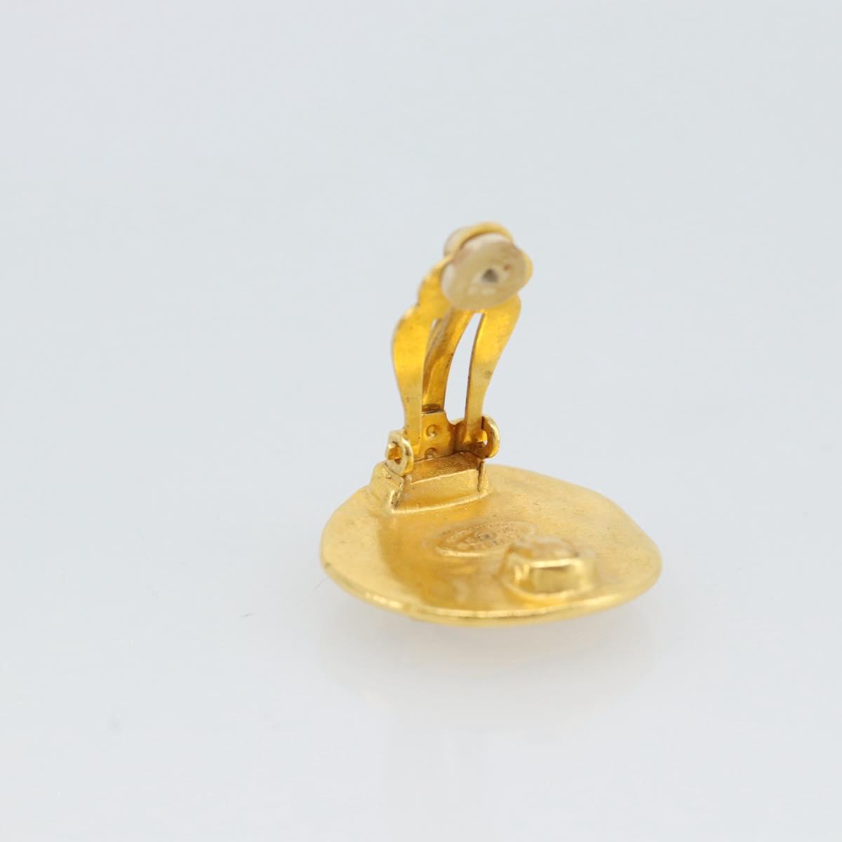 CHANEL Earring Metal Gold Tone CC Auth 189409
