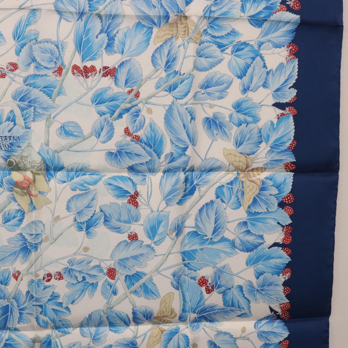 HERMES Carre 90 Scarf ”I`ARBRE de SOiE” Silk Blue Auth 189417M
