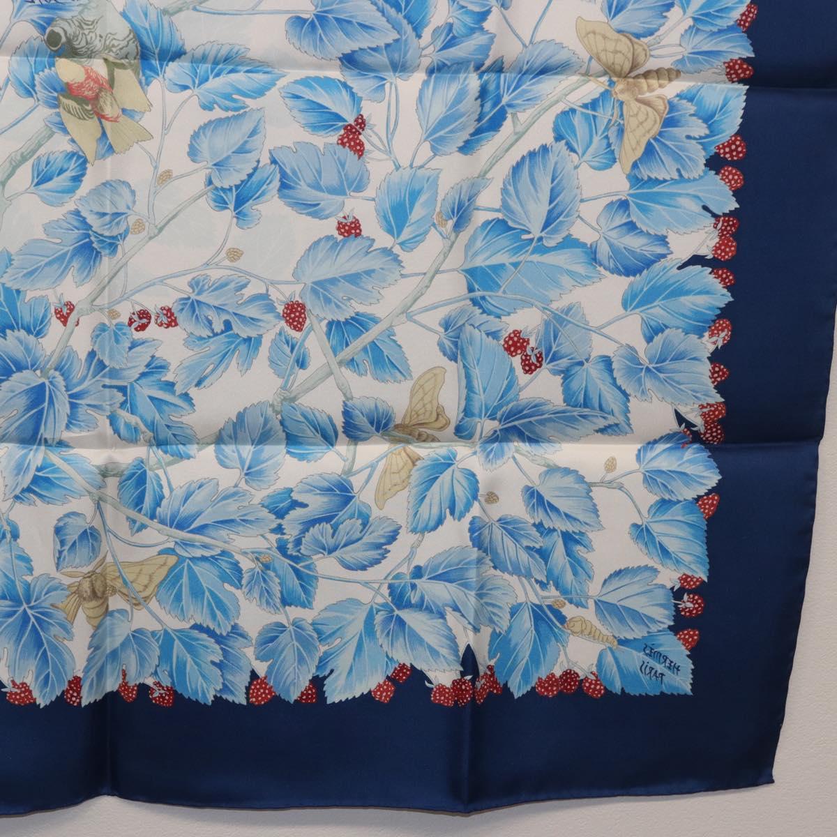 HERMES Carre 90 Scarf ”I`ARBRE de SOiE” Silk Blue Auth 189417M