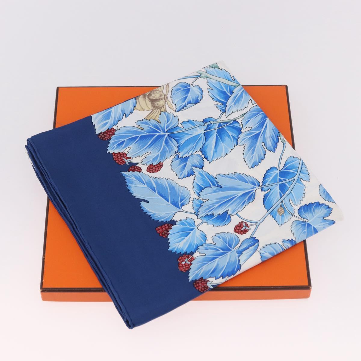 HERMES Carre 90 Scarf ”I`ARBRE de SOiE” Silk Blue Auth 189417M