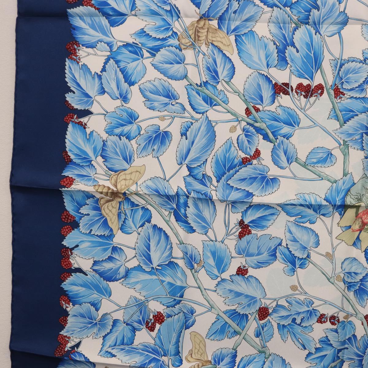 HERMES Carre 90 Scarf ”I`ARBRE de SOiE” Silk Blue Auth 189417M