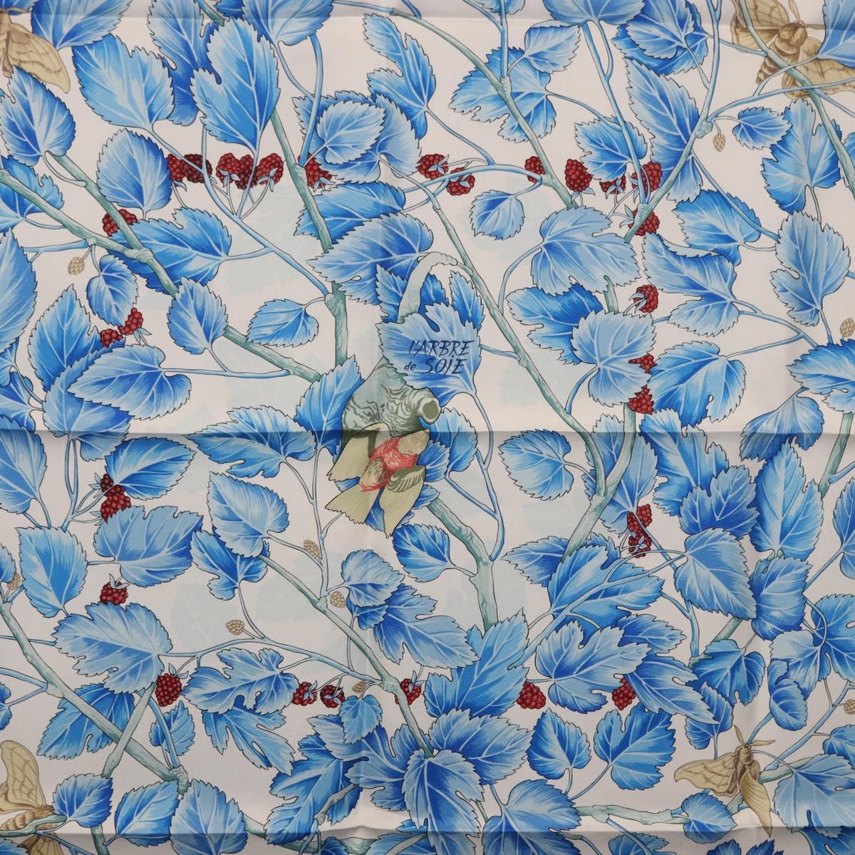HERMES Carre 90 Scarf ”I`ARBRE de SOiE” Silk Blue Auth 189417M