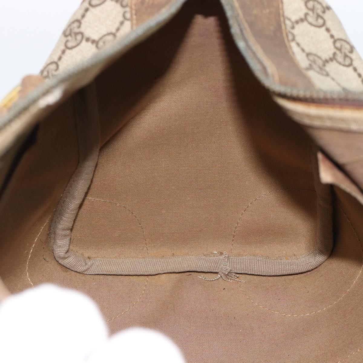 GUCCI GG Supreme Web Sherry Line Boston Bag PVC Beige Gold Auth 189420