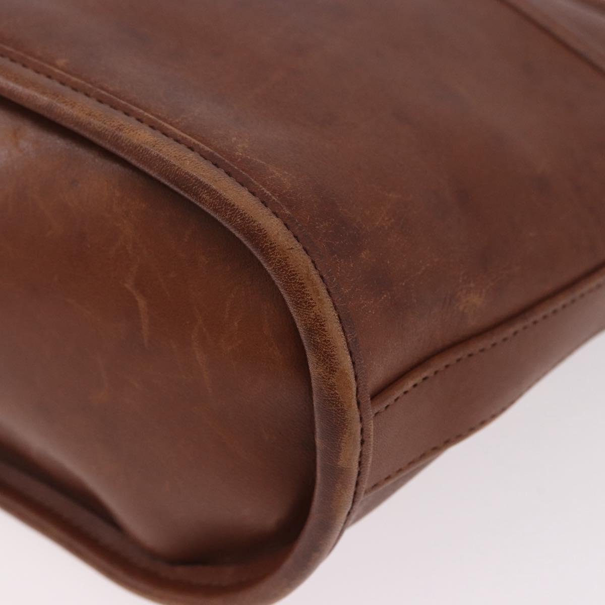 Coach Shoulder Bag Leather Brown Gold Auth 189421